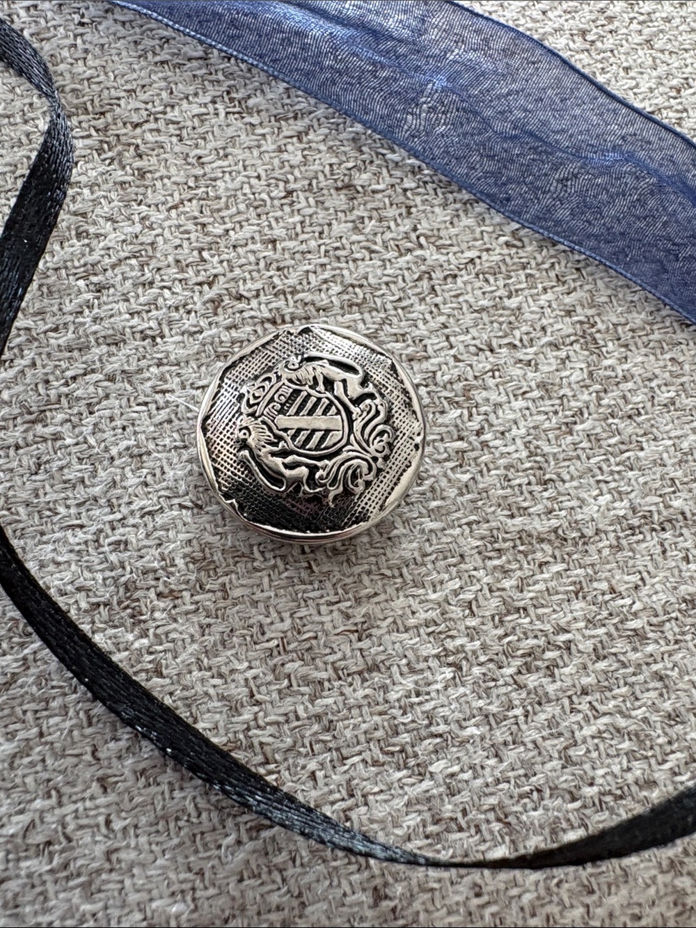 Silver Decorative Signet Button Accessory - Silver Tone